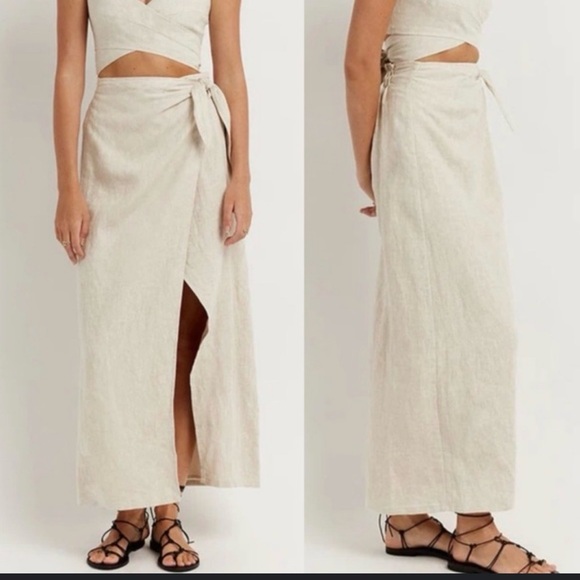 DISSH Dresses & Skirts - DISSH NWT Black 100% Linen Maxi Wrap Skirt Women Size 10